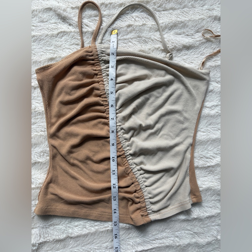 Anthropologie Dolan Two Toned Camisole Size Small Asymmetric Ruched Halter Top - Picture 6 of 9